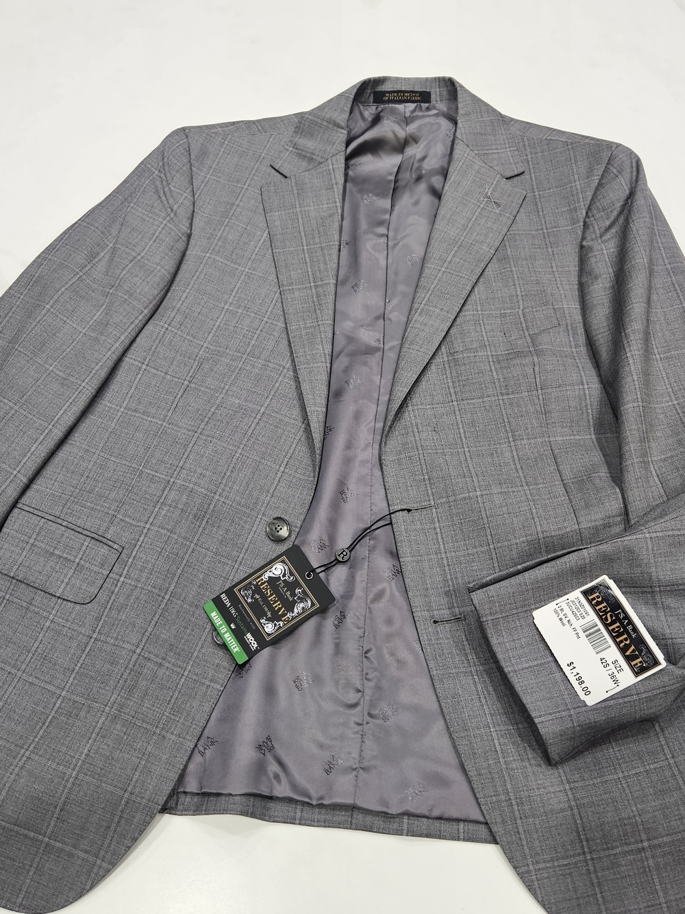 Jos. A. Bank Gray Windowpane Sport Coat - Men's Blazer